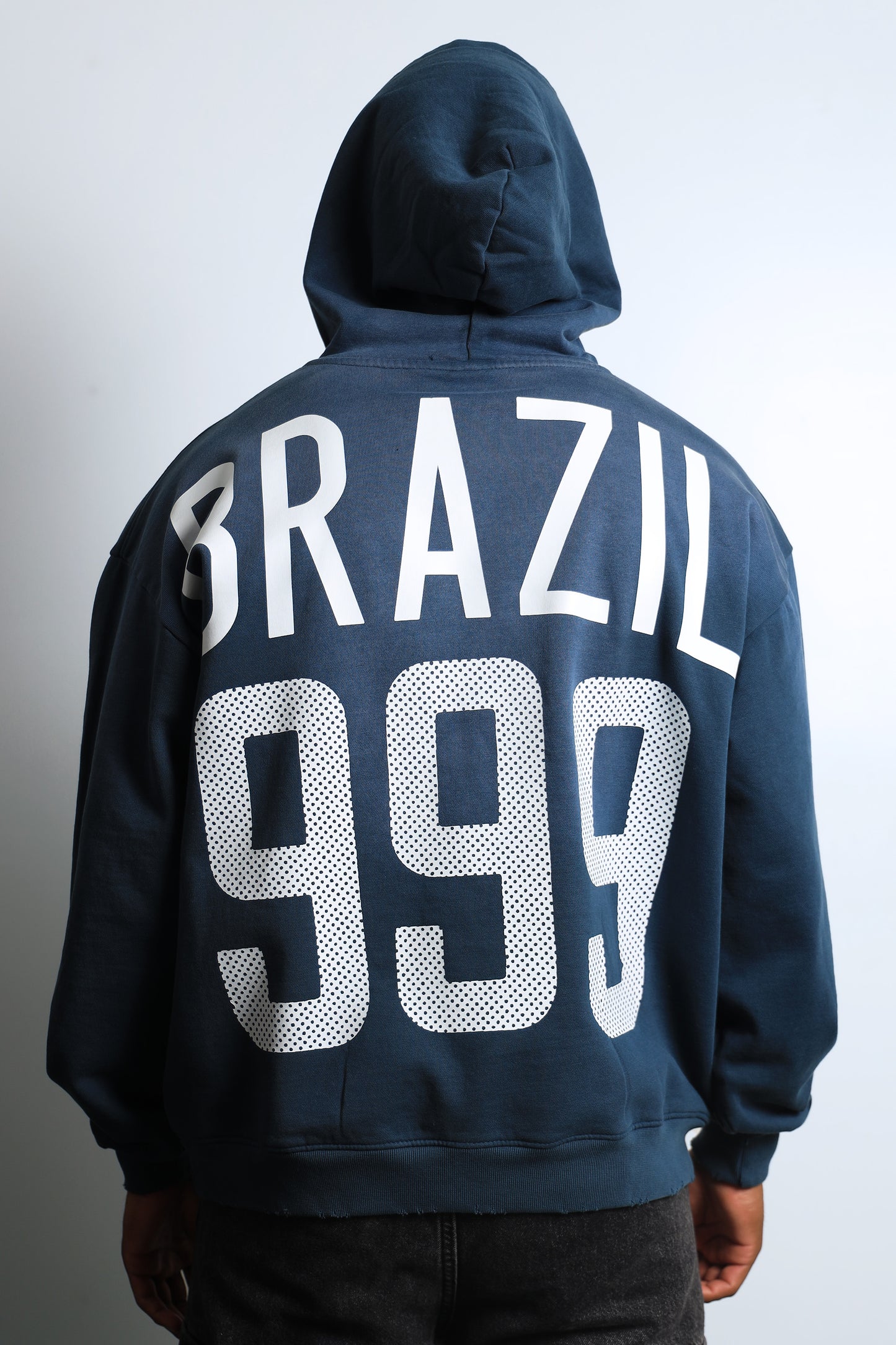 999 BRAZIL SUNDRY DISTRESSED NAVY HOODIE