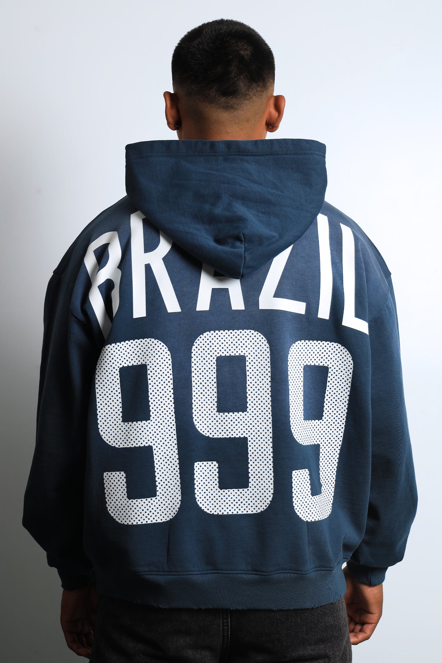 999 BRAZIL SUNDRY DISTRESSED NAVY HOODIE