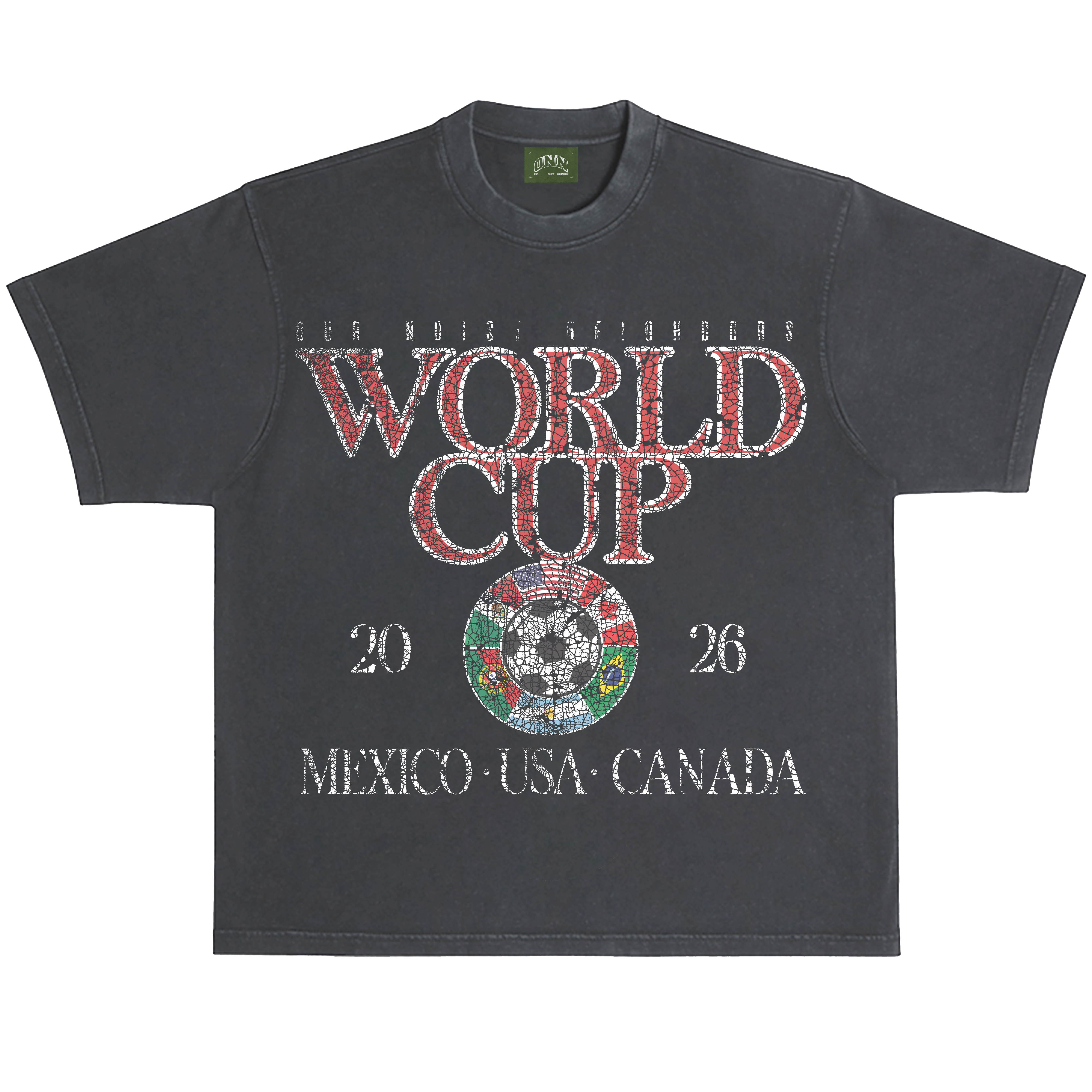 WORLD CUP 26 VINTAGE BLACK TEE – Our Noisy Neighbors