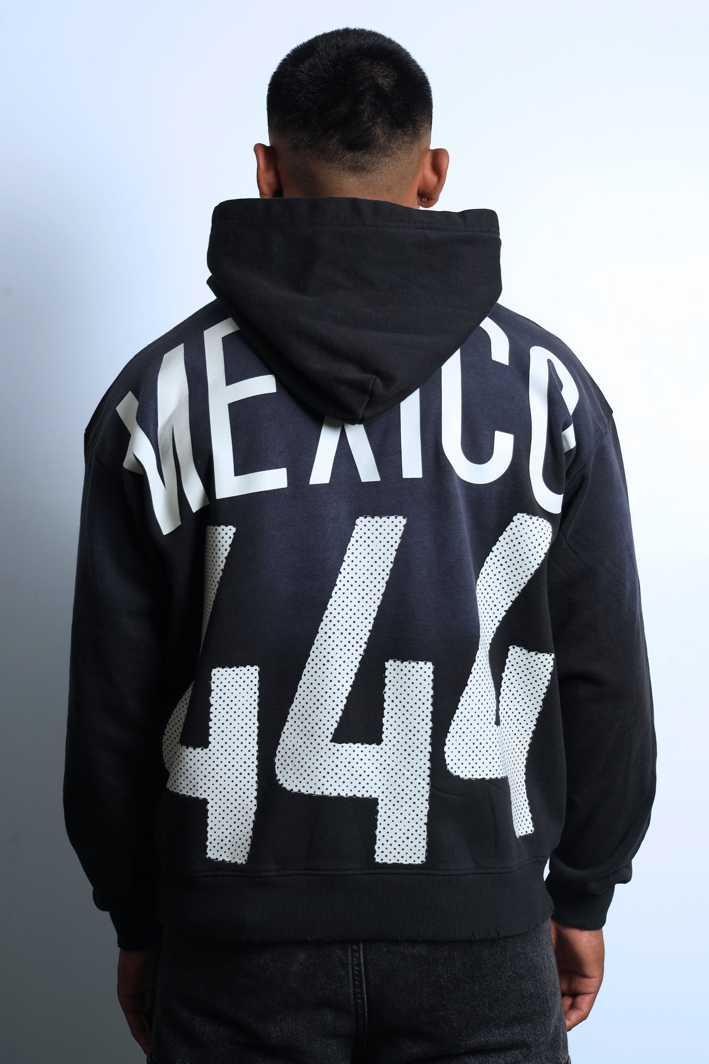 444 MX SUNDRY DISTRESSED BLACK HOODIE