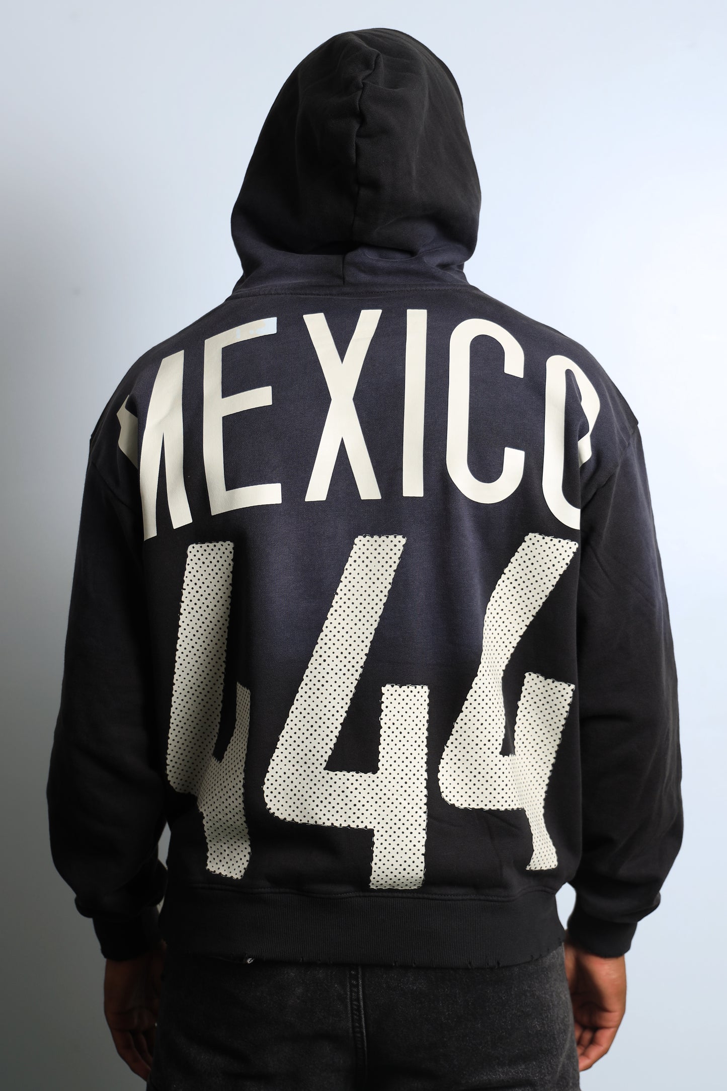 444 MX SUNDRY DISTRESSED BLACK HOODIE