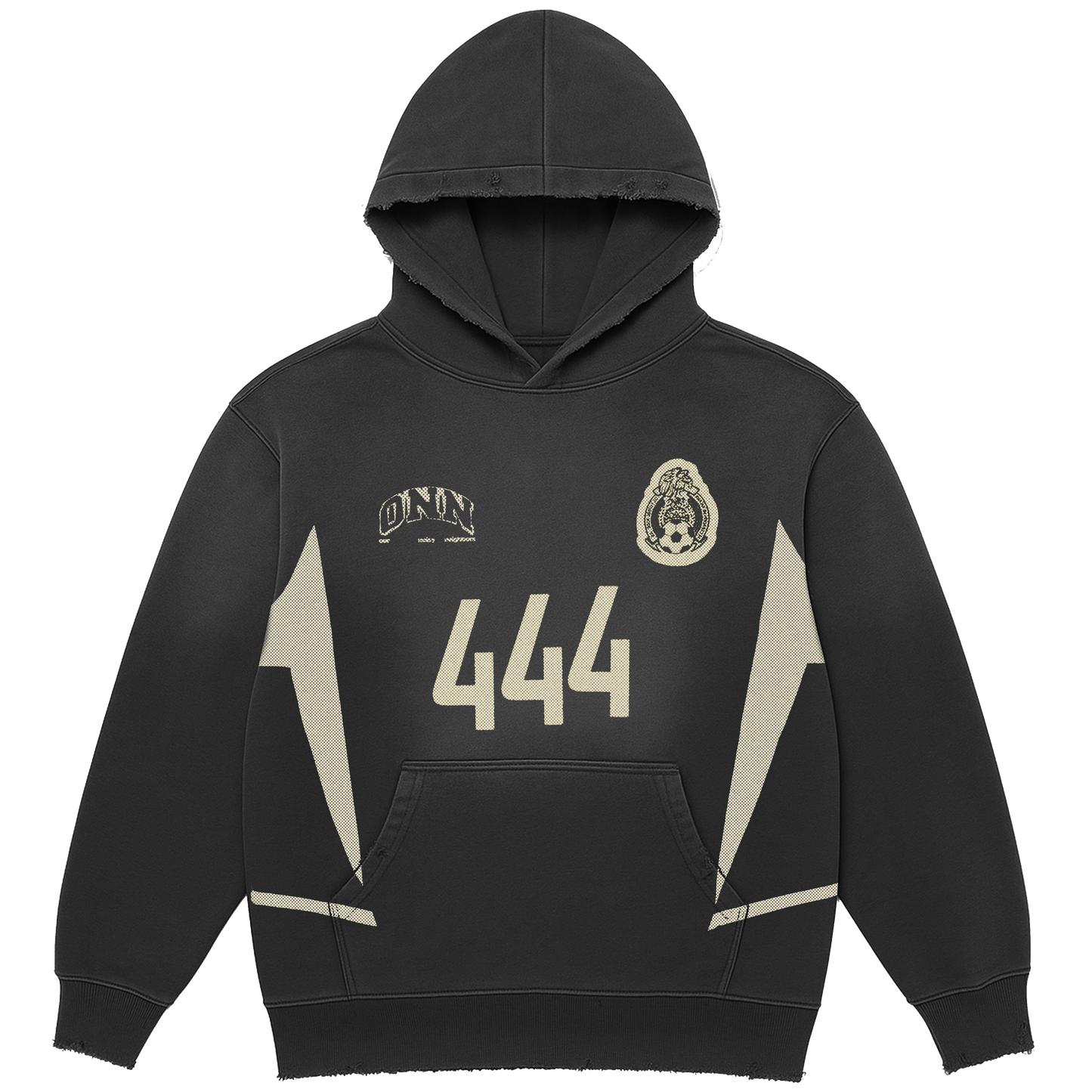 444 MX SUNDRY DISTRESSED BLACK HOODIE