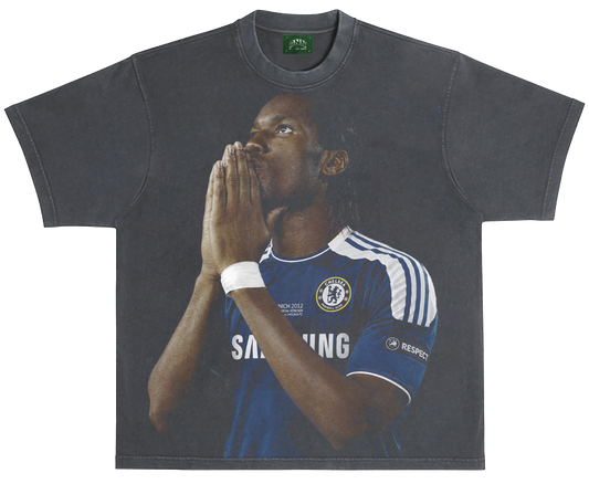 DROGBA GOD IS WONDERFUL VINTAGE BLACK TEE