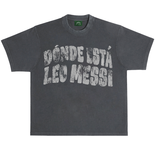 DONDE ESTA LEO MESSI VINTAGE BLACK TEE