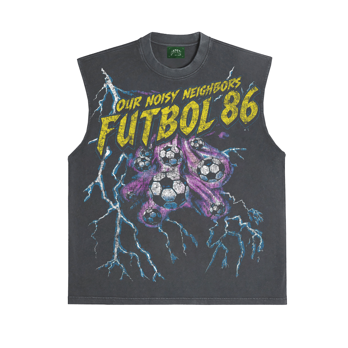 ONN FUTBOL 86 VINTAGE BLACK NO SLEEVES TEE