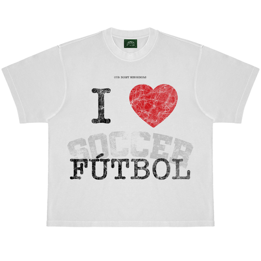 I LOVE FUTBOL SOCCER WHITE TEE