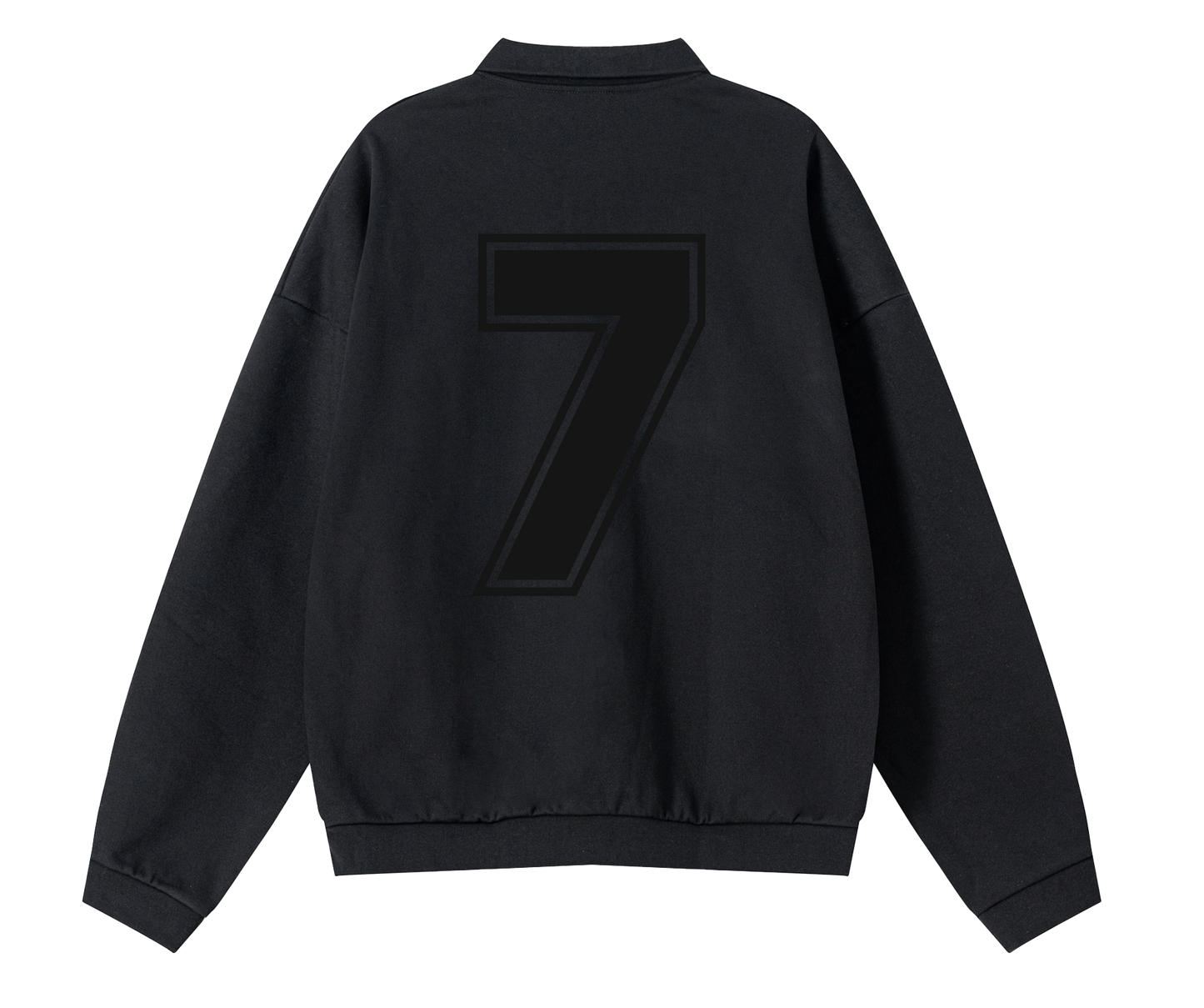 ONN ALL BLACK HEAVY FLEECE POLO SWEATSHIRT