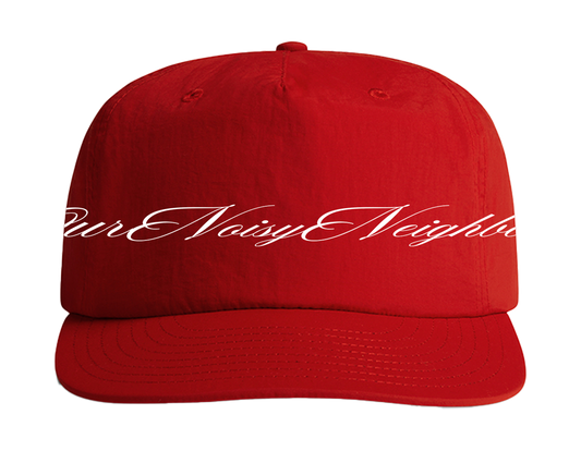 CURSIVE ONN LOGO RED NYLON SNAPBACK HAT