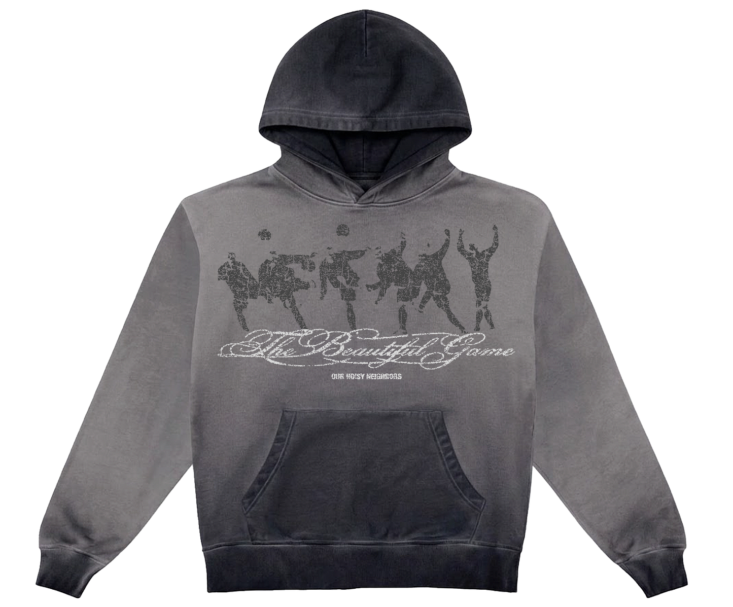 THE BEAUTIFUL GAME CHARCOAL OIL WASH HOODIE