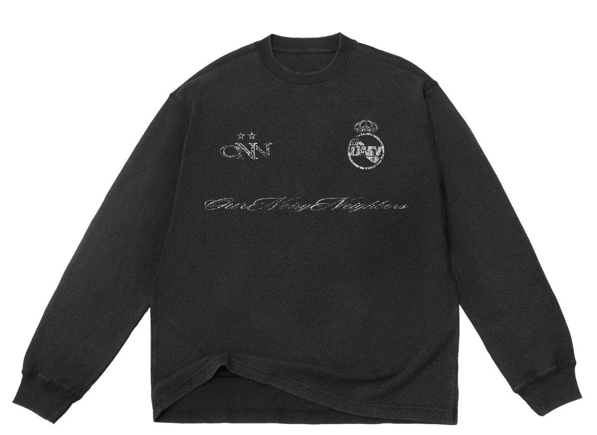 REAL ONN VINTAGE BLACK WAFFLE LS TEE
