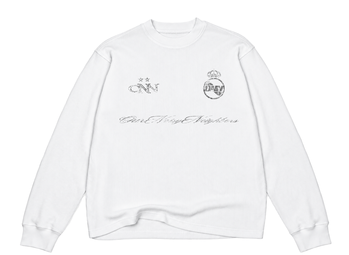 REAL ONN WHITE LS WAFFLE SHIRT