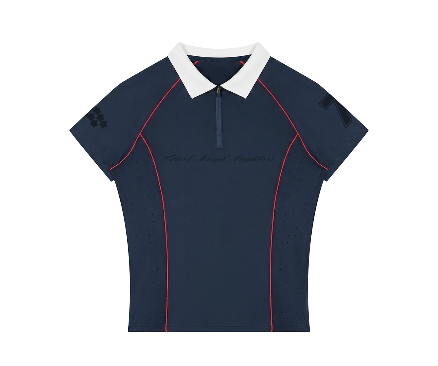 ONN WMNS FITTED QRTR-ZIP NAVY BLUE POLO SHIRT